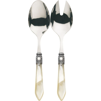 Casa Bugatti - Zestaw sztućców do sałatek Oxford – kość słoniowa, chromowany pierścień