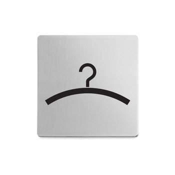 Zack - Znaczek informacyjny "garderoba" INDICI - stal nierdzewna matowa, wymiary: 8x8 cm