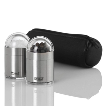 AdHoc - Zestaw młynków do pieprzu i soli Peknick To Go - srebrny, długość 12,50 cm