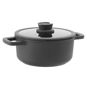 BergHOFF - Garnek z powłoką non-stick Stone Plus – 24 cm, 4,4 L, szklana pokrywa