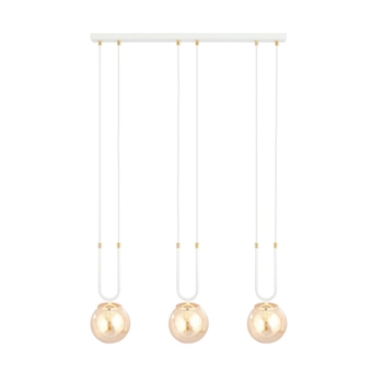 Emibig - Lampa wisząca Glam 3 white / miodowa - wysokość max 115 cm, stal lakierowana, szkło
