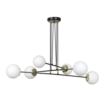 Emibig - Lampa wisząca Ognis 6 black - wysokość max 100 cm, stal lakierowana, szkło