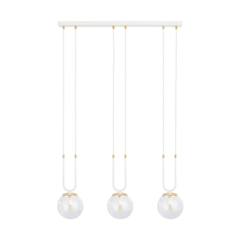 Emibig - Lampa wisząca Glam 3 white / transparent - wysokość max 115 cm, stal lakierowana, szkło
