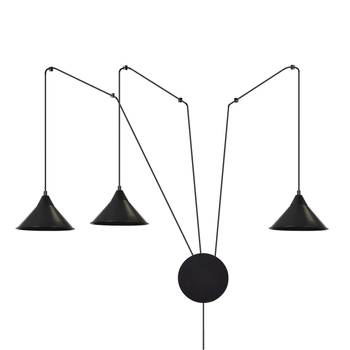 Emibig - Lampa wisząca Abramo 3 black - wysokość max 400 cm, stal lakierowana
