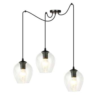Emibig - Lampa wisząca Level 3 BL transparent - wysokość max 200 cm, stal lakierowana, szkło