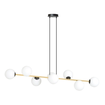 Emibig - Lampa wisząca Gravity 8 BL black/opal - szerokość 140 cm, stal lakierowana, szkło