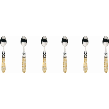 Casa Bugatti - Łyżeczki do Mokka Aladdin – płatki złota, srebrny pierścień, komplet 6 sztuk