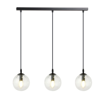 Emibig - Lampa wisząca Cosmo 3 BL transparent - wysokość max 100 cm, stal lakierowana, szkło