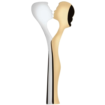 Casa Bugatti - Zestaw łyżek do sałaty Abbraccio – stal nierdzewna, złote wykończenie PVD