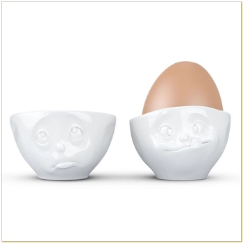 58Products - zestaw 2 podstawek do jajek - zadąsana i delektująca się  buźka