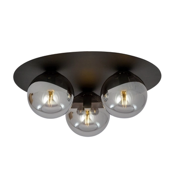 Emibig - Plafon sufitowy Solar 3 black/grafit - szerokość 43 cm, stal lakierowana, szkło