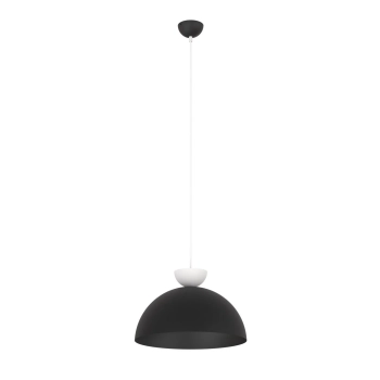 Emibig – Lampa wisząca Lunaro 1L – półkolisty klosz, matowa czerń i biel, 40 cm
