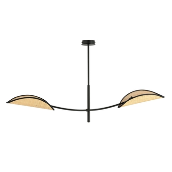 Emibig - Lampa sufitowa Lotus 2 black/rattan - wysokość 51 cm, stal lakierowana, abażur