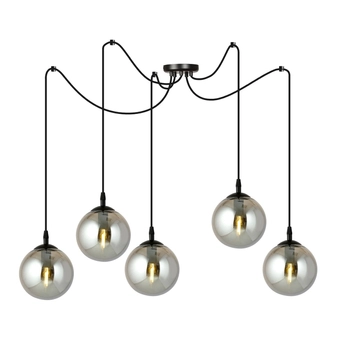 Emibig - Lampa wisząca Gigi 5 BL grafit - wysokość max 200 cm, stal lakierowana, szkło