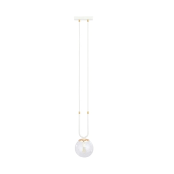Emibig - Lampa wisząca Glam 1 white / transparent - wysokość max 115 cm, stal lakierowana, szkło