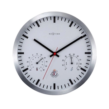 NeXtime – Zegar ścienny Weather Station Clock z termometrem i higrometrem, biały, 25 cm