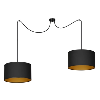 Emibig - Lampa wisząca Roto 2 BL black/gold - wysokość max 100 cm, stal lakierowana, abażur