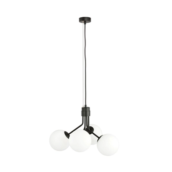 Emibig - Lampa wisząca Nova 4 black/opal - wysokość max 100 cm, stal lakierowana, szkło