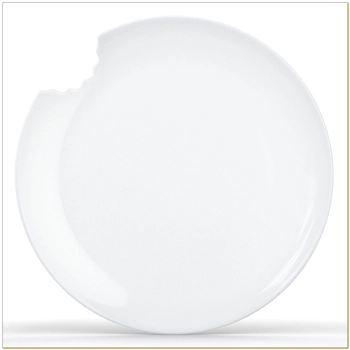 Porcelanowy talerz deserowy "Nadgryziony", biały, średnica 20 cm, komplet 2 sztuk - 58Products