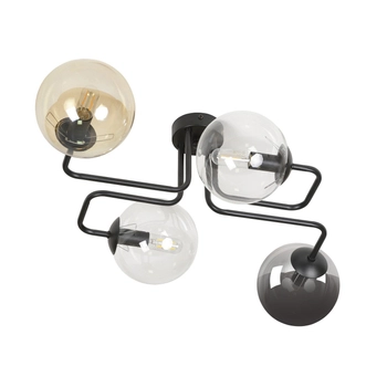 Emibig - Lampa sufitowa Brendi 4 BL mix 1 - szerokość 55 cm, średnica kloszy 14 cm, stal lakierowana, szkło