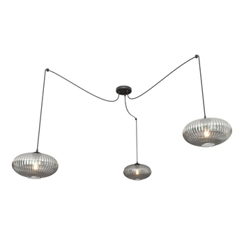 Emibig - Lampa wisząca Origo 3 BL grafit - wysokość max 200 cm, stal lakierowana proszkowo, szkło