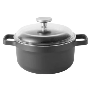 BergHOFF – Garnek aluminiowy z pokrywką GEM – 20 cm, 2,8 l, matowa czerń
