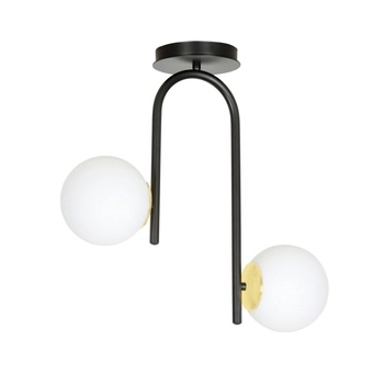 Emibig - Lampa sufitowa Ragnar 2 black/gold - wysokość 46 cm, stal lakierowana, szkło