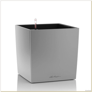 Lechuza - Donica Cube 50 - wysokość 49,5 cm, srebrna, matowa