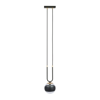 Emibig - Lampa wisząca Glam 1 black / stripe - wysokość max 115 cm, stal lakierowana, szkło