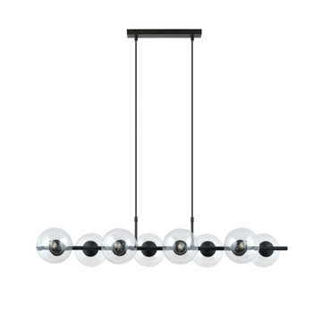 Emibig - Lampa wisząca Rory 8 transparent - szerokość 115 cm, stal lakierowana, szkło