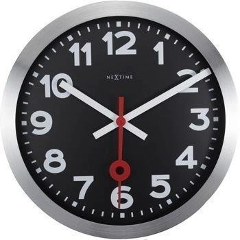 NeXtime – Zegar ścienny Station z cichym mechanizmem – czarny, 35 cm