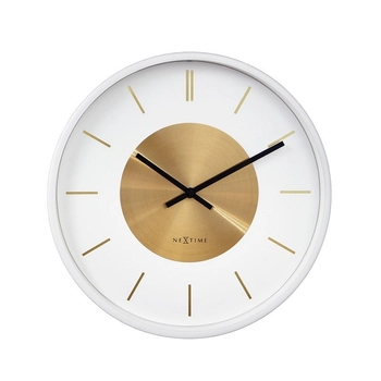 NeXtime – Zegar ścienny Retro II z aluminium, biało-złoty, 25 cm