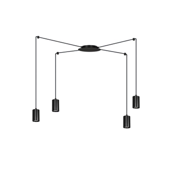 Emibig - Lampa wisząca Traker 4 BL black - wysokość  200 cm max, stal lakierowana