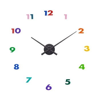 NeXtime – Zegar ścienny dekoracyjny Small Hands, czarny, kolorowe cyfry, 48 cm
