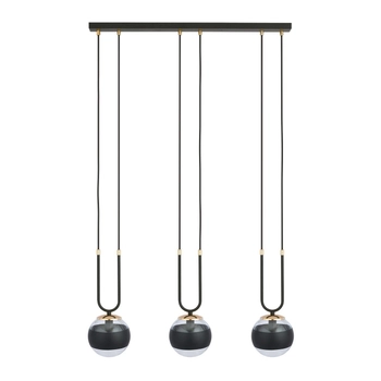 Emibig - Lampa wisząca Glam 3 black / stripe - wysokość max 115 cm, stal lakierowana, szkło