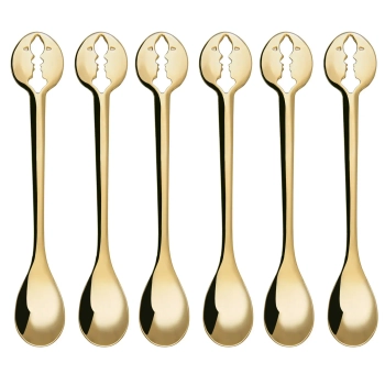 Casa Bugatti – Łyżeczki do moka Kiss, pozłacane 24K, zestaw 6 sztuk