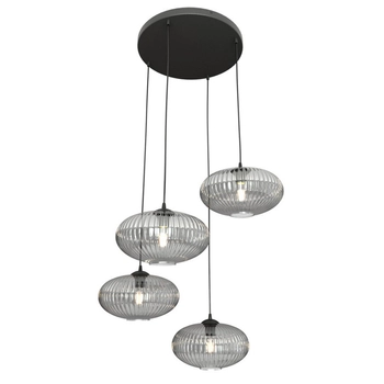 Emibig - Lampa wisząca Coco 4 BL Premium grafit - wysokość max 140 cm, stal malowana proszkowo, szkło