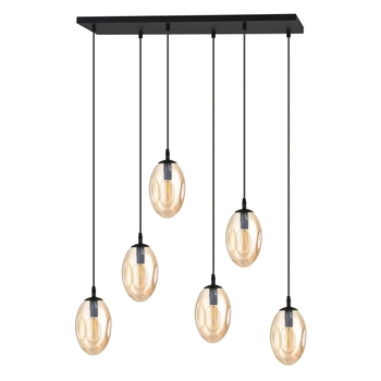 Emibig - Lampa wisząca Astral 6 BL miodowa - wysokość max 100 cm, stal lakierowana, szkło