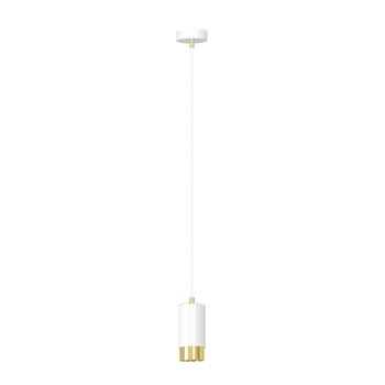 Emibig - Lampa wisząca Fumiko 1 white/gold - wysokość max 100 cm, stal lakierowana