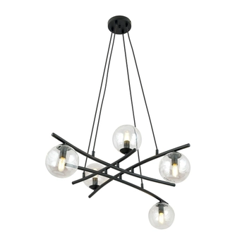 Emibig - Lampa wisząca Essa 5 transparent - wysokość max 100 cm, stal lakierowana, szkło