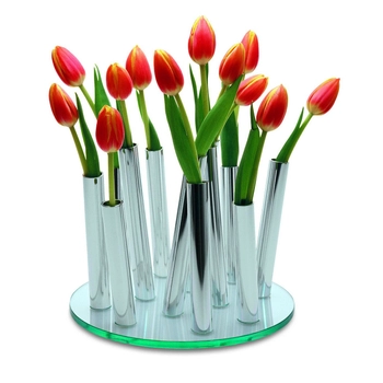 Philippi – Wazon na kwiaty Bouqet - srebrna, średnica 24 cm