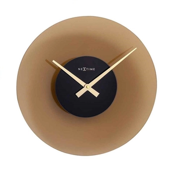 NeXtime – Zegar ścienny Float ze szkła, cichy mechanizm, brązowy, 40 cm
