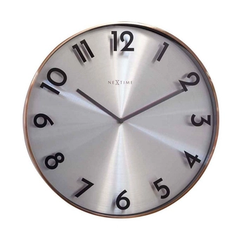 NeXtime – Zegar ścienny Reflection, metalowy, satynowy, 40 cm