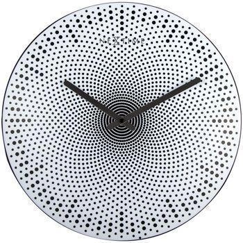 NeXtime – Zegar ścienny Dots z mechanizmem płynącym, biało-czarny, 39,5 cm