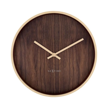 NeXtime – Zegar ścienny Oslo z cichym mechanizmem, ciemny brąz, 30 cm