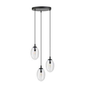 Emibig - Lampa wisząca Astral 3 BL transparent - wysokość max 100 cm, stal lakierowana, szkło