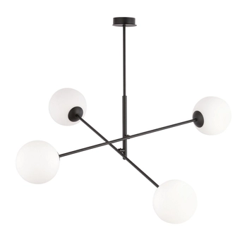 Emibig - Lampa sufitowa Linear 4 black/opal - wysokość 51 cm, stal lakierowana, szkło