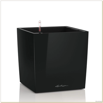 Lechuza - Doniczka Cube 30 - wysokość 30 cm, czarna, połysk