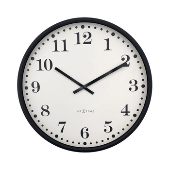 NeXtime – Zegar ścienny Dickens Large, biało-czarny, 50 cm, cichy mechanizm