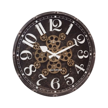 NeXtime – Zegar ścienny loftowy Henry, czarny, 50 cm